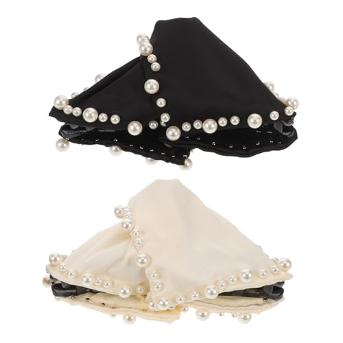 TOGEVAL 2 Stück Große Satin-Haarspangen mit Künstlichen Perlen Starke Klammer für Dickes Haar Dreieck-Krallenspange für Frauen Zuverlässiger Griff bei Alltag und Festlichen Anlässen von TOGEVAL