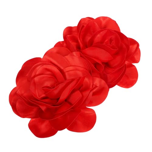TOGEVAL 2 Stück Handgefertigte Große Satin Blumenbrosche Stoff Anstecknadel für Damen Modisches Hochzeits und Party Accessoire Sicherer Verschluss Vielseitig Tragbar von TOGEVAL