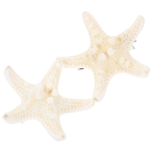 TOGEVAL 2 Stück Handgemachte Natürliche Weiße Meerjungfrau Seestern Haarspangen Fünfzackige Strand Haarklammern Eleganter Haarschmuck für Damen und Mädchen Beach Hair Pins Einzigartiges von TOGEVAL