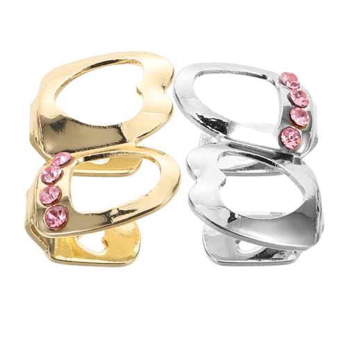 TOGEVAL 2stücke Zwei Herz Zahn Grills Hip Hop Zahnkappen Mit Zirkonia Strasssteinen Aus Metall Gefertigte Mundstücke Für Männer Und Frauen von TOGEVAL