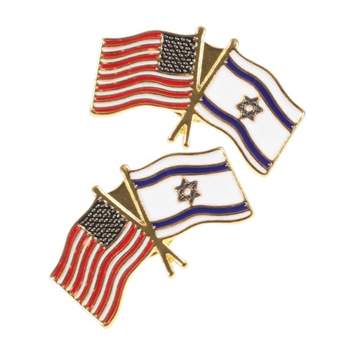 TOGEVAL 2 Stück Israel Usa Flaggen Anstecknadeln aus Metall Modische Lapel Pins für Kleidung und Rucksack Leichte Langlebige Broschen als Dekorative Kleidung Accessoires von TOGEVAL