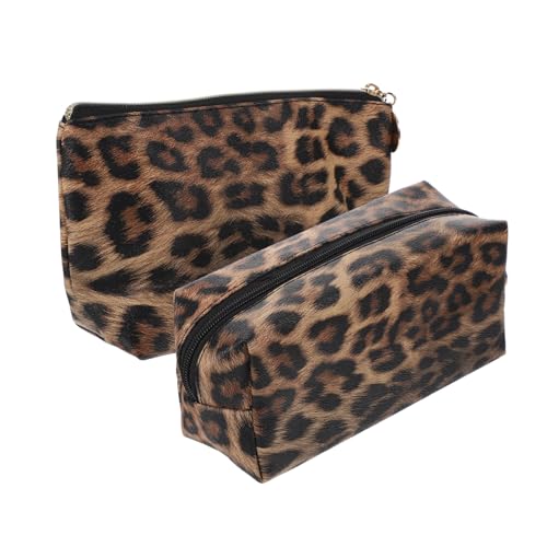TOGEVAL 2 Stück Leoparden Make Up Tasche Kompakte Kosmetiktäschchen mit Tragbarem Design Vielseitige Toiletry Organizer für Damen Leichte Waschbeutel für Reisen und Alltag Modisch und von TOGEVAL