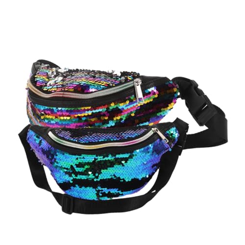 TOGEVAL 2 Stück Meerjungfrau Pailletten Bauchtasche Damen Farbwechselnde Glitzertasche mit Verstellbarem Gurt Große Kapazität für Alltag Fahrrad Outdoor Festivals von TOGEVAL