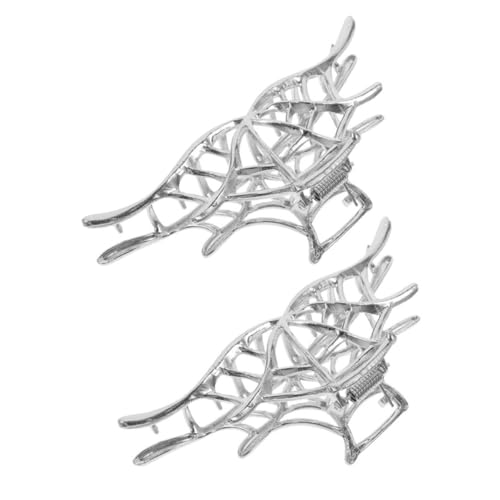 TOGEVAL 2 Stück Metall Haarklammer Spinnennetz Design Langlebig Fester Griff für Damen und Mädchen Party Alltagsgebrauch Haarschmuck Stabiler Haarclip Silber von TOGEVAL