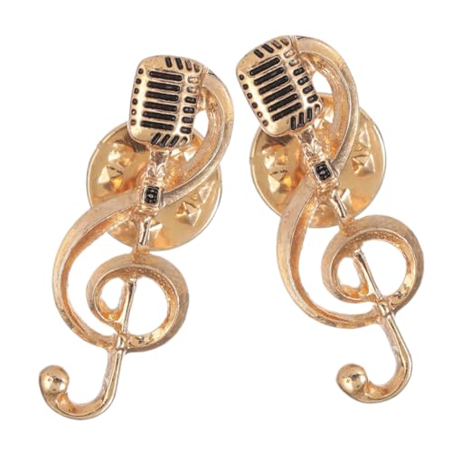 TOGEVAL 2 Stück Musikbrosche Goldfarben Mikrofon und Notenschlüssel Anstecknadeln für Damen Herren Stilvolles Schmuck Accessoire für Musikliebhaber als und Partydeko von TOGEVAL