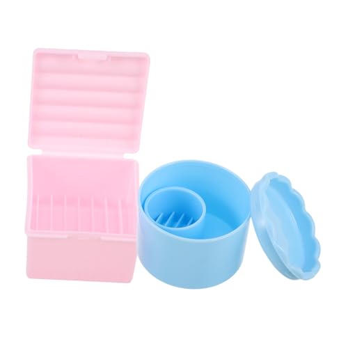 TOGEVAL 2 Stück Nagelpinsel Reiniger mit Deckel Kunststoff Pinselwaschbecher Nagelkunst Organizer mit Stifthalter und Schichten Maniküre Zubehör für Effiziente von TOGEVAL