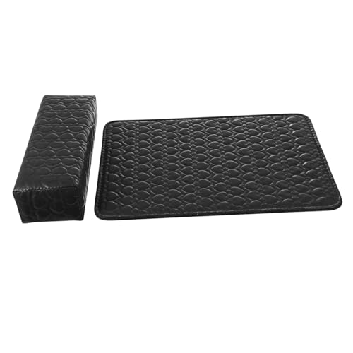 TOGEVAL 2 Stück Nail Wrist Rest Kissen aus Leder Rechteckiges Maniküre Handkissen für Salon und Heimgebrauch Komfortable Handauflage Schwarz von TOGEVAL