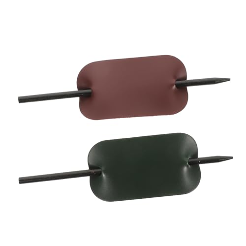 TOGEVAL 2 Stück PU Leder Haarklammern mit Stab Stylische Haarknoten Accessoires für Damen Rutschfeste Ponytail Clips in Grün und Weinrot Vielseitige Haarspangen für Styling bei Alltag und von TOGEVAL
