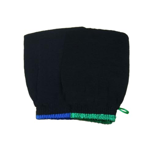TOGEVAL 2 Stück Peeling Handschuhe aus Schwarzer Künstlicher Exfolierende Duschhandschuhe mit Praktischem Aufhängeband Dehnbar und Schnell Trocknend Geeignet für Männer Zufällige Farbe von TOGEVAL