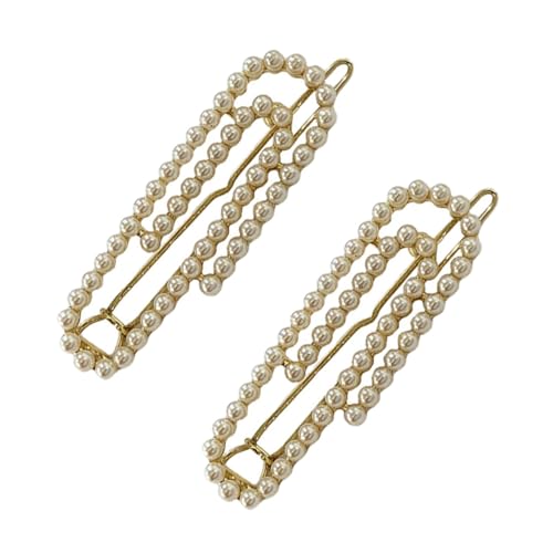 TOGEVAL 2 Stück Perlen Haarspangen Französische Haarklammern mit Elegantem Perlenbesatz Leichte Robuste Haarclips für Stilvolles Haarstyling und Ponyfixierung bei Damen Modisches von TOGEVAL