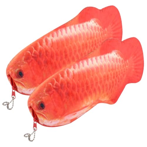 TOGEVAL 2 Stück Plüsch Federmäppchen Cartoon Fisch Motiv Großes Mäppchen mit Reißverschluss für Schüler Vielseitige Schreibwaren Tasche für Jugendliche von TOGEVAL