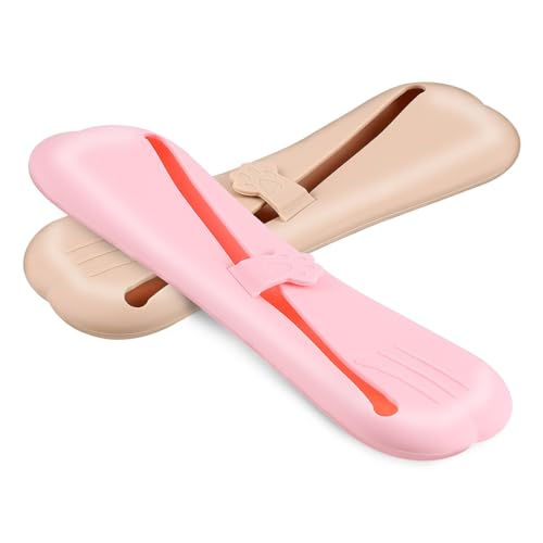 TOGEVAL 2 Stück Reise Make up Pinselhalter aus Silikon Tragbare Kosmetiktasche mit Schrägem Öffnungsdesign und Sicherem Verschluss Organizer für Lidschatten Augenbrauenpinsel und Mehr von TOGEVAL