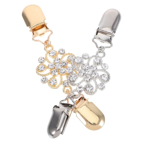 TOGEVAL 2 Stück Retro Strickjacken Clips mit Funkelnden Strasssteinen Vielseitige Schal Cardigan brosche für Damen Sicherer Halt für Pullover Schals und Strickwaren bei Büro von TOGEVAL