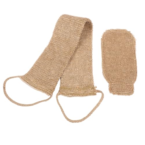 TOGEVAL 2 Stück Rückenmassage und Bademassage Luffa-Peeling-Körperpeeling natürlicher Peeling-Waschlappen Peeling-Handschuhe Duschhandschuhe Peeling-Handtuch Peeling Mitt Schwamm Kaffee von TOGEVAL