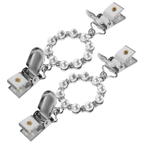 TOGEVAL 2 Stück Schalclips mit Perlen Modische Broschen für Damen und Mädchen Langlebige Zinklegierung Vielseitige Kleidung Accessoires für Pullover Cardigans Schals von TOGEVAL