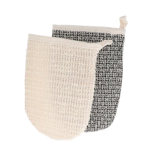 TOGEVAL 2 Stück Sisal Duschhandschuhe Doppelseitige Peelinghandschuhe für Körperreinigung Exfoliating Tool für und Männer für Massage und Hautpflege von TOGEVAL