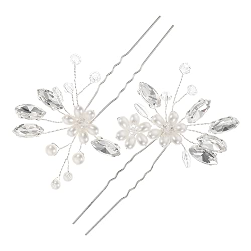 TOGEVAL 2 Stück Teilig Perlen Haarklammern Brautschmuck Hochzeits Haarnadeln für Braut Brautjungfern und Blumenmädchen Stabil und Funkelnd Geeignet für Hochzeit und Festliche Anlässe von TOGEVAL