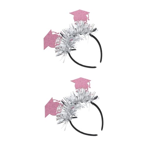 TOGEVAL 2 Stück Teiliges Abschluss Haarreif Süßes Pinkes Mini Hut Stirnband Damen Graduation Headdress für Abschlussfeier Party und Kostüm Einfach zu Tragen und Auffällig von TOGEVAL