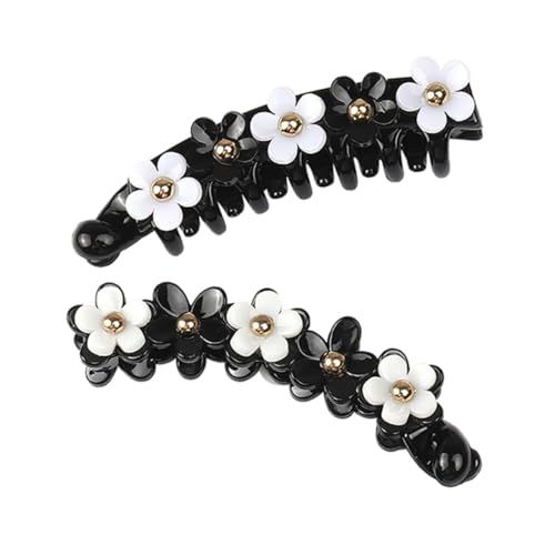 TOGEVAL 2 Stück Teiliges Acryl Haarspangen mit Fünfblättriger Blume Rutschfeste Bananen Haarklammern für Frauen und Mädchen Geeignet für Haartypen und Anlässe Langlebig und Modisch von TOGEVAL