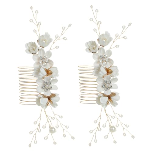 TOGEVAL 2 Stück Teiliges Braut Haarkamm mit Farbigen Blumen und Strasssteinen Dekorativer Hochzeitsschmuck Vielseitiger Französischer Haarkamm für Hochzeitsfrisuren und Festliche Anlässe von TOGEVAL