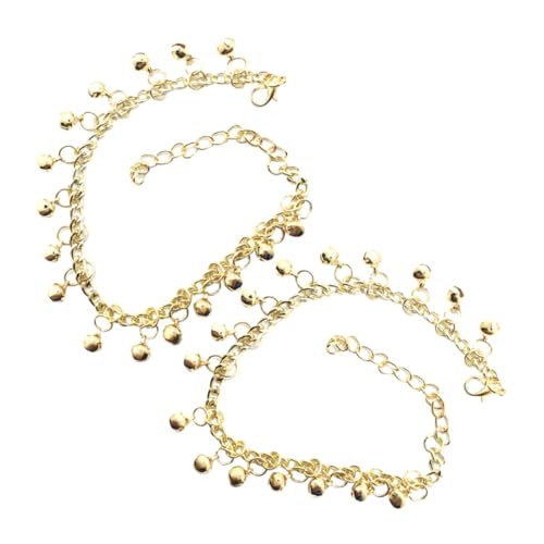 TOGEVAL 2 Stück Teiliges Fußkettchen mit Glocken Verstellbare Fußkettchen Damen Sommer Strand Schmuck Mehrlagige Anklets mit Klarem Fußketten für Damen für Strand und Alltag von TOGEVAL