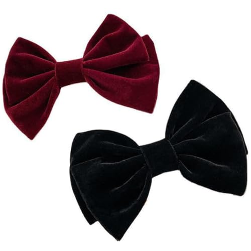 TOGEVAL 2 Stück Teiliges Haarklammern aus Samtigem Stoff Große Schleifen Haarspangen mit Federleichtem Clip Elegante Haaraccessoires für Teenager Mädchen Zuverlässiger Halt ohne von TOGEVAL