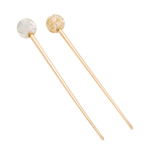 TOGEVAL 2 Stück Teiliges Haarnadeln Haarschmuck aus Glasstab für Damen Haarschieber für Dutt Geeignet für Dickes Haar Gold und Silberfarbene Traditionelle Haarstäbe von TOGEVAL