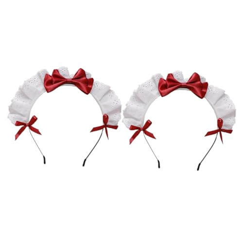 TOGEVAL 2 Stück Teiliges Lolita Haarschmuck mit Süßem Spitzen Schleifen Kopfschmuck für Mädchen Leichtes Bequemes Haardiadem Universelle für Cosplay Party und Festlichkeiten von TOGEVAL