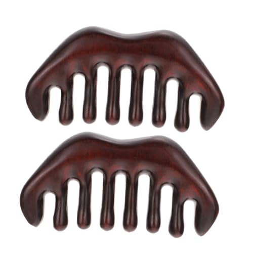 TOGEVAL 2 Stück Teiliges Natürlicher Holz Kamm mit Breiten Zähnen Förmiger Massagekamm für Damen und Herren Sanfte Knotenentwirrung Entspannende Kopfhautmassage Pflegt Glänzendes Haar von TOGEVAL