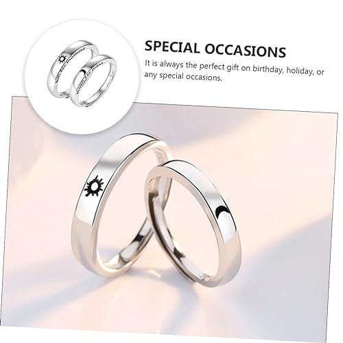 TOGEVAL 2stücke Zarter Ring Aus Silber Dekorativer Fingerring Eleganter Paarring Ringe Geschenk Kreative Ringe Verstellbarer Fingerschmuck Für Damen Und Herren von TOGEVAL