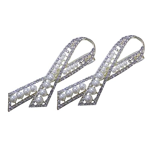 TOGEVAL 2 Stück Teiliges Perlen Haarspangen für Mädchen Modisch Langlebig nicht Rutschend Eleganter Haarschmuck für Hochzeit Party und Alltag Legierte Haarnadeln mit Schleifen Design von TOGEVAL