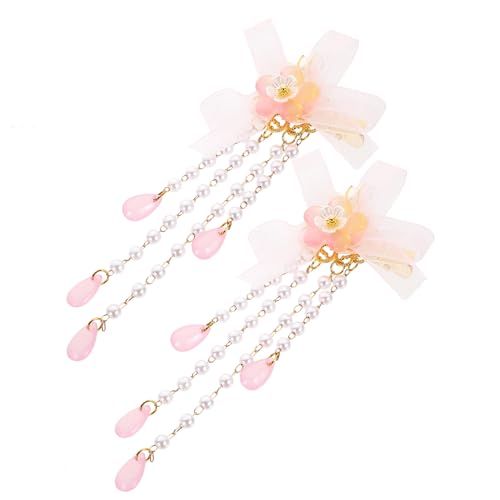 TOGEVAL 2 Stück Teiliges Retro Blüten Haarspangen mit Langen Quasten Perlenverziert Traditionelle Chinesische Haarklammern für Damen und Mädchen Eleganter Haarschmuck für Hochzeit Party von TOGEVAL