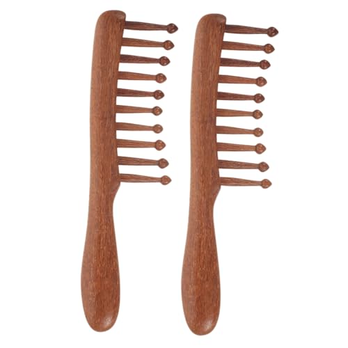 TOGEVAL 2 Stück Teiliges Sandelholz Breitzinkiger Haarkamm mit Kopfhautmassage Schonendes Entwirren für Haartypen Leicht Kompakt und Tragbar für Damen und Herren von TOGEVAL