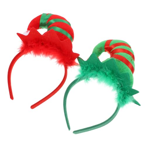 TOGEVAL 2 Stück Teiliges Weihnachts Stirnband mit Elfenhut Design Leichte Festival Haarreifen mit Glöckchen Bequeme Kopfbedeckung für Karneval Kostüm und Weihnachtsfeier Einzigartige von TOGEVAL