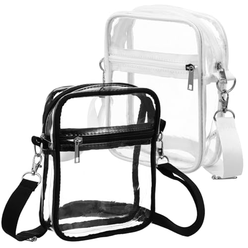 TOGEVAL 2 Stück Transparente Crossbody Bags Kleine Schultertaschen aus Klarem PVC Verstellbar für Damen Stadionkonzerte Sportveranstaltungen Reise Alltag von TOGEVAL