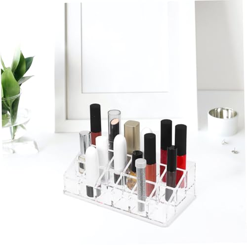 TOGEVAL 2 Stück Transparenter Lippenstift Organizer Fächer Aufbewahrungsbox für Lippenstift Lipgloss Mascara Leichter Stabiler Make Up Halter für Schminktisch und Schlafzimmer von TOGEVAL