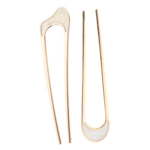 TOGEVAL 2 Stück U förmige Französische Haarnadeln Weiße Chignon Pins für Damen Traditionelle Haargabeln Eleganter Vintage Haarschmuck für Hochsteckfrisuren Langes Haar von TOGEVAL