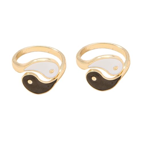 TOGEVAL 2 Stück Vintage Eight Trigrams Fingerring Verstellbarer Offener Ring aus Hochwertiger Legierung Kreatives Design Einzigartiger Schmuck für Damen Glücksbringer und Modisches von TOGEVAL
