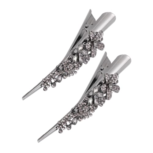 TOGEVAL 2 Stück Vintage Große Haarklammer mit Funkelnden Strasssteinen Metallischer Horn Clip Multifunktional als Entenbillen und Haarspange Stilvoller Haarschmuck für Damen und Mädchen von TOGEVAL