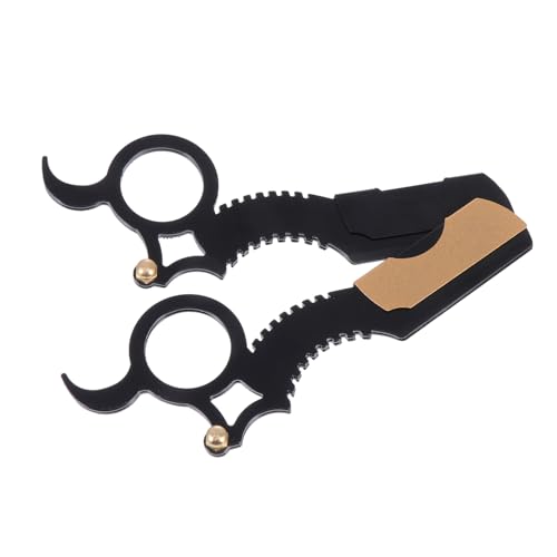 TOGEVAL 2 Stück Vintage Rasiermesser Herren Bart Rasierer Manuell Edelstahl Langlebig Rutschfester Griff Kompakt für Reisen Bartpflege Geschenkidee von TOGEVAL