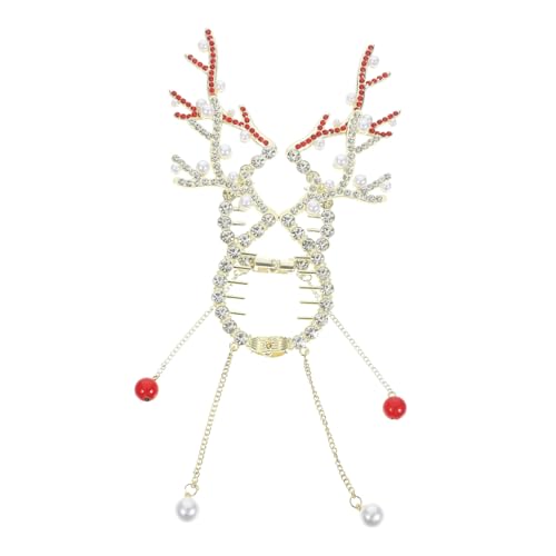 TOGEVAL 2 Stück Weihnachts Haarspangen Rentier Geweih Metall Haarklammern Dutt Halter Für Dünnes Haar Damen Alltag Party Zubehör von TOGEVAL