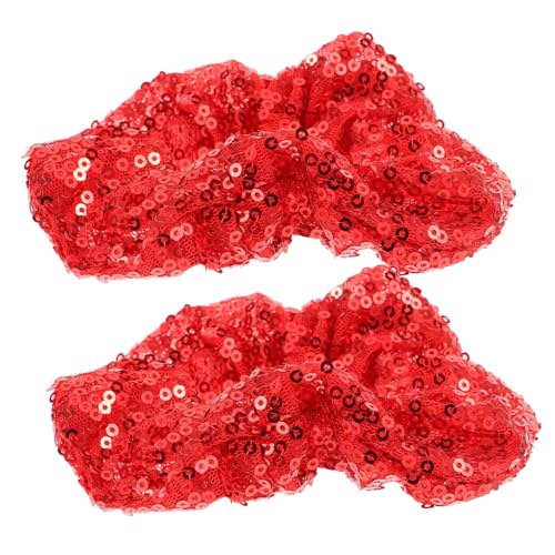 TOGEVAL 2 Stück Weihnachts Pailletten Haargummi Elastisch Farbig Fluoreszierend Modisches Haarband für Damen Festliche Haarschleife Bequemes Dehnbares Haaraccessoire von TOGEVAL
