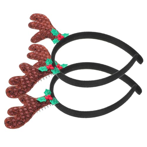 TOGEVAL 2 Stück Weihnachtsgeweih Haarreifen für Lustige Kleine Haarbänder Festlicher Haarschmuck für Fotos Partys für Weihnachten Neujahr von TOGEVAL