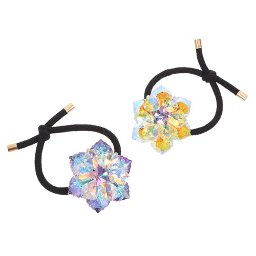TOGEVAL 2 Stücke Kristall Schneelotus Haargummi Elastische Strass Haarbänder mit Funkelnden Blumen Ponytail Halter Schwarz für Damen Mädchen von TOGEVAL
