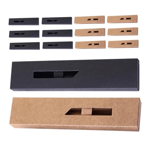 TOGEVAL 20 Stück Leere Stiftboxen aus Kraftpapier mit Fenster Tragbare Stifteaufbewahrung für Bürobedarf Schmuck von TOGEVAL