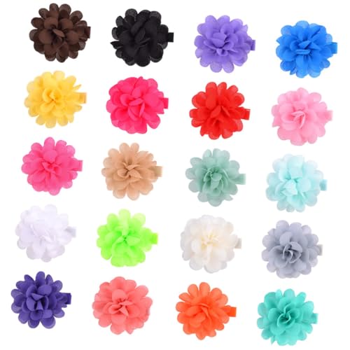 TOGEVAL 20 Stück Teiliges Mini Blumen Haarklammern für Mädchen Kleine Stoff haarspangen Bunte Haarklammer Mix Sicher und Bequem für Junge Mädchen und Kleinkinder Modischer Haarschmuck für von TOGEVAL