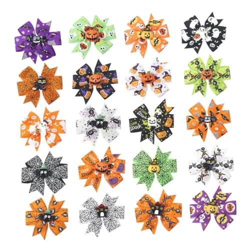 TOGEVAL 20 Teiliges Schleifen Clip Set Halloween Haarschleifen Und Mädchen Haarsmuck Für Haarspangen Kleine Halloween Schleife Haarspange Haarspangen Haarnadel von TOGEVAL