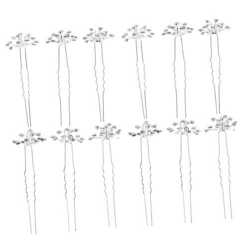 TOGEVAL 20stücke Hochzeitshaarnadeln Mit Weißen Blumen Und Strasssteinen U-förmige Haarnadeln Für Brautschmuck Chinesische Haarspange Mit Glitzerkristallen Für Hochzeitstag von TOGEVAL