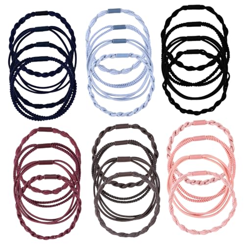 TOGEVAL 24 Stück Haarbänder für Dünnes Haar Elastische Haargummis ohne Haarschäden Weiche Haarstyling accessoires Modische Haarschmuck armbänder für Mädchen und Frauen Langlebiger Halt von TOGEVAL