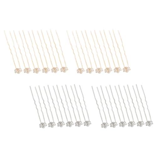 TOGEVAL 24 Stück U Förmige Haarnadeln mit Perlen und Strass Haarschmuck für Bräute und Damen für Hochzeiten und Besondere Anlässe Silber und Roségold von TOGEVAL